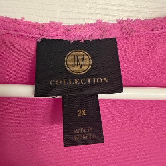 JM Collection Fuchsia Diamond Pattern Blouse - Picture 3 of 8